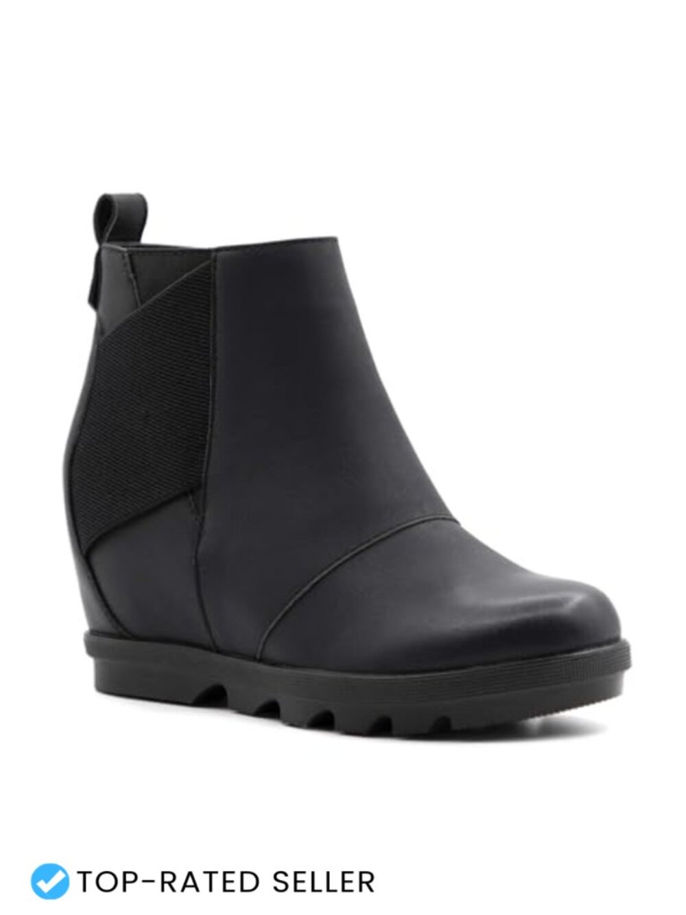 Women's Low Hidden Wedge Ankle Bootie Artificial Leather Round Toe Slip-On